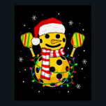 Pickleball Snowman Santa Hat Lights Christmas Pick Poster<br><div class="desc">Pickleball Snowman Santa Hat Lights Christmas Pickleball</div>
