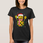 Pickleball Snowman Santa Hat Lights Christmas Pick T-Shirt<br><div class="desc">Pickleball Snowman Santa Hat Lights Christmas Pickleball</div>