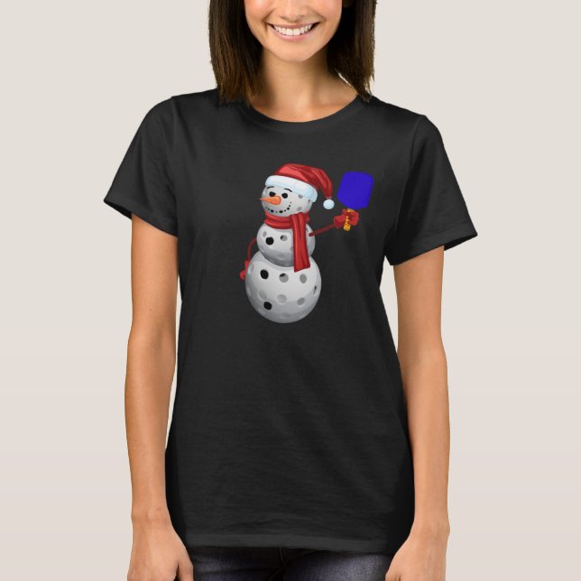 Pickleball Snowman T-Shirt (Front)