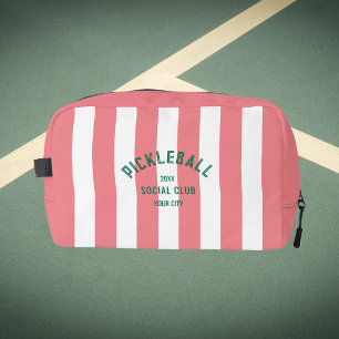 Pickleball Social Club Pink Stripe Monogram Dopp Kit