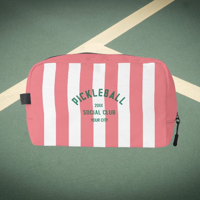 Pickleball Social Club Pink Stripe Monogram Dopp Kit (Creator Uploaded)