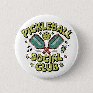 Pickleball Social Club Retro Design for players 6 Cm Round Badge