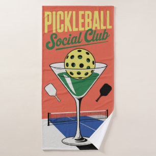 Pickleball Social Club Retro Paddle Court Bath Towel