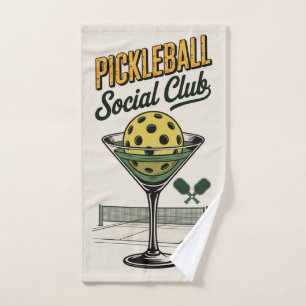 Pickleball Social Club Retro Paddle Court Hand Towel