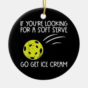 Pickleball Soft Serve Get Ice Cream Pickle Ball Me Ceramic Tree Decoration