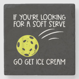 Pickleball Soft Serve Get Ice Cream Pickle Ball Me Stone Coaster