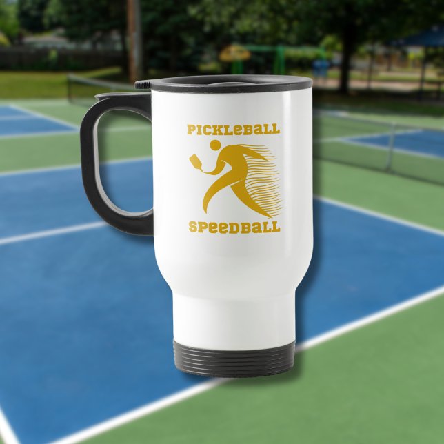 Pickleball Speedball player with speed Travel Mug (Creator Uploaded)