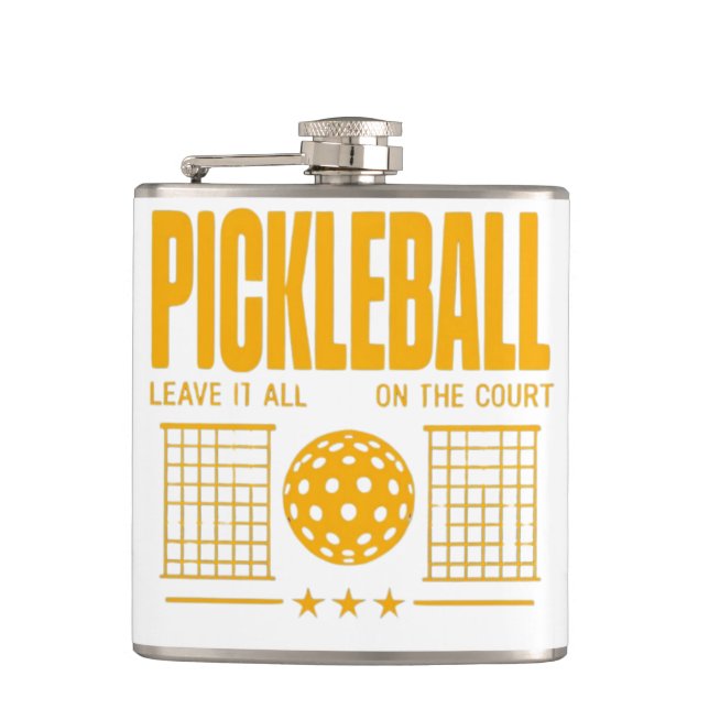 Pickleball Spirit - Leave It All On The Court Hip Flask (Front)