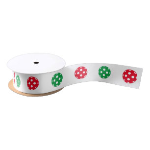 Pickleball sport Christmas colours gift ribbon Satin Ribbon