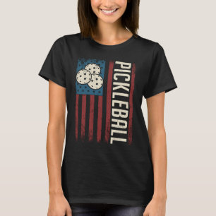 Pickleball Sport Slogan Vintage USA Flag Men's Pic T-Shirt