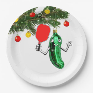 Pickleball Sports Christmas Holiday Paper Plate