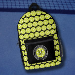 Pickleball Sports Funny Quote Name Initial Black Printed Backpack<br><div class="desc">Cute backpack design features two lines of customisable text for "PICKLEBALL STAR - DILL WITH IT" or a custom saying of choice and name or custom text in a timeless modern font arched over & under an image of a pickleball in light colourful green. The background on the front and...</div>