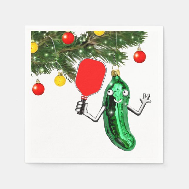 Pickleball Sports Holiday Party Napkin (Front)