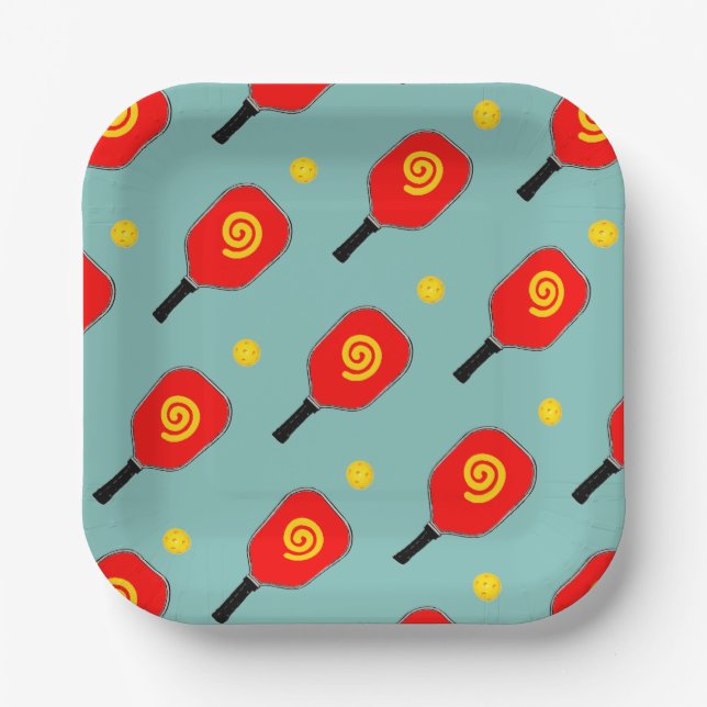 Pickleball Sports Party Paper Plate (Front)