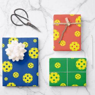 Pickleball sports theme wrapping paper sheets