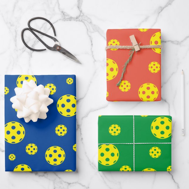 Pickleball sports theme wrapping paper sheets (Front)