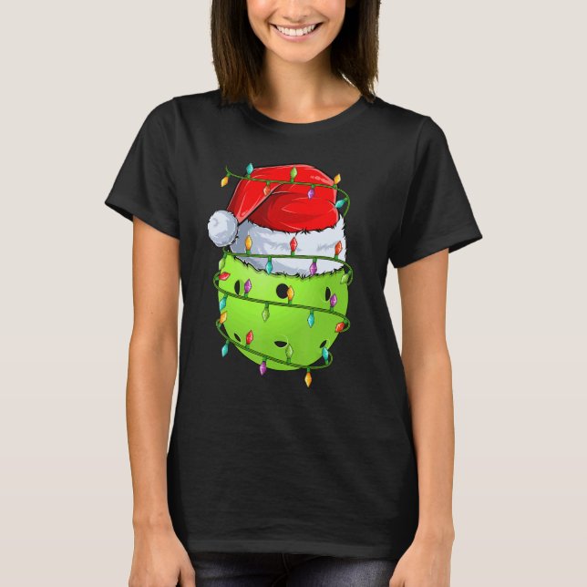 Pickleball Sports  Xmas Lights Pickleball Christma T-Shirt (Front)