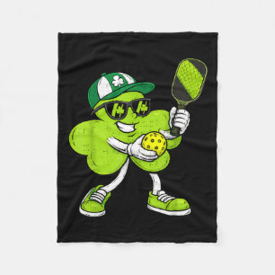 Pickleball st patricks day boys kids sport green fleece blanket