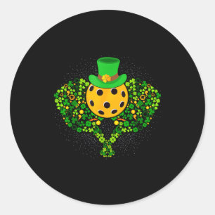 Pickleball st patricks day lucky pickleball player classic round sticker