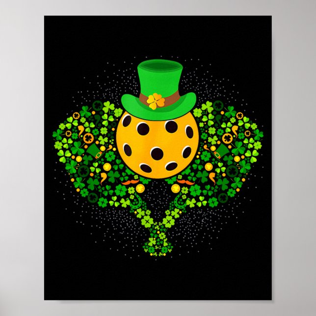 Pickleball st patricks day lucky pickleball player poster (Front)