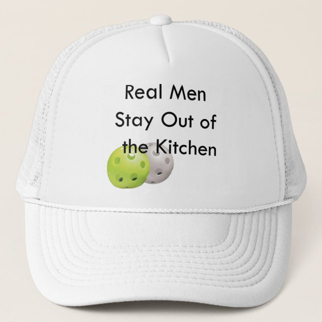 Pickleball -- stay out of the kitchen trucker hat (Front)