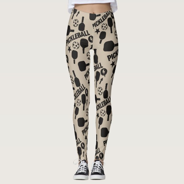 Pickleball Stencil Motif Art Leggings (Front)