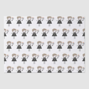 Pickleball Stick Figure Girl  Tissue Paper