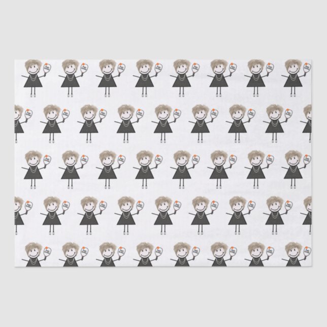 Pickleball Stick Figure Girl  Tissue Paper (Front)