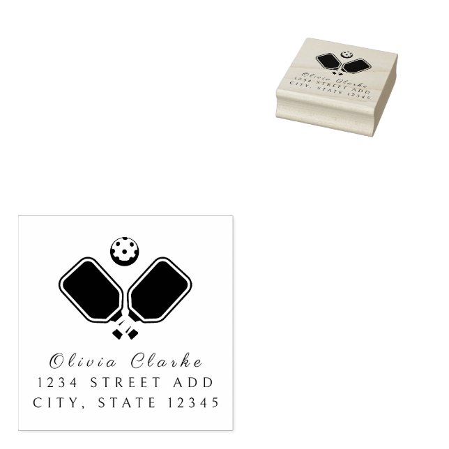 Pickleball  Stylish Script  Rubber Stamp (Stamped)