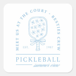 Pickleball summer girls coastal blue aesthetic square sticker