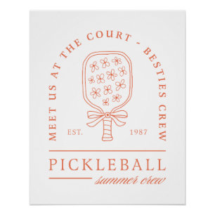 Pickleball summer girls orange preppy aesthetic poster