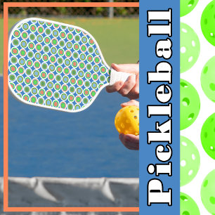 Pickleball Summer Polka Dot Orange Green Blue Ball Paddle