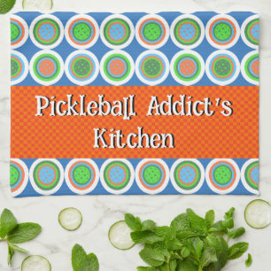 Pickleball Summer Polka Dot Orange Green Blue Ball Tea Towel