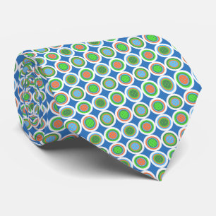 Pickleball Summer Polka Dot Orange Green Blue Ball Tie