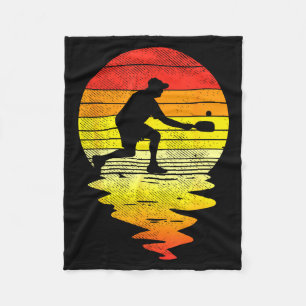 Pickleball sunset retro sport pickle ball player fleece blanket