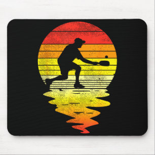 Pickleball sunset retro sport pickle ball player mouse mat