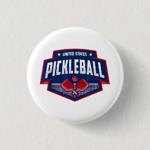 Pickleball Support the Team Pickleball Player USA 3 Cm Round Badge