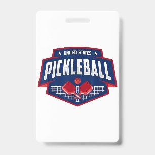 Pickleball Support the Team Pickleball Player USA  ID Badge