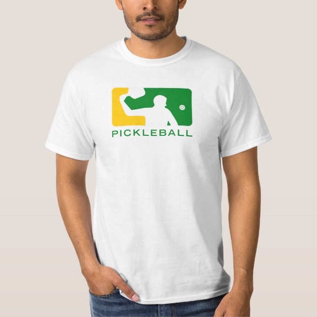 Pickleball T-shirt: Sports (Green/White) T-Shirt (Front)