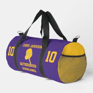 Pickleball Team Coach Player Purple Gold Custom Duffle Bag