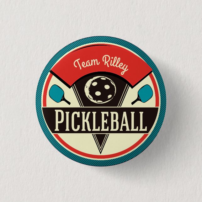Pickleball Team Player Name 3 Cm Round Badge (Front)