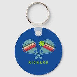 Pickleball Team Striped Paddles Custom Key Ring