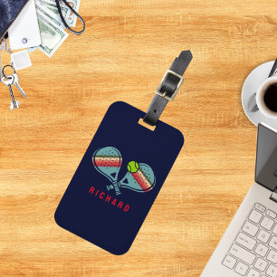 Pickleball Team Striped Paddles Custom Luggage Tag