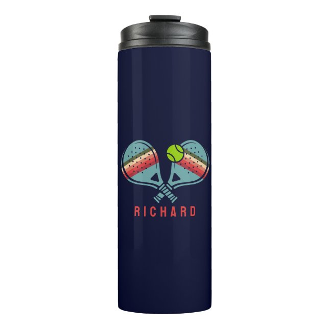 Pickleball Team Striped Paddles Custom Thermal Tumbler (Front)