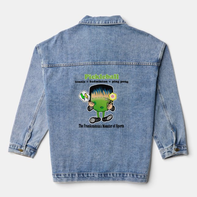 Pickleball - the Frankenstein's Monster of Sports Denim Jacket (Back)