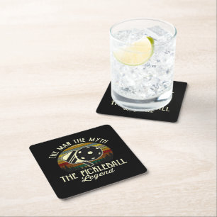 Pickleball- The Man, The Myth, The Legend Square Paper Coaster