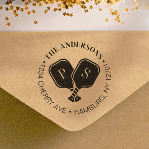 Pickleball The Perfect Match Name Return Address Rubber Stamp