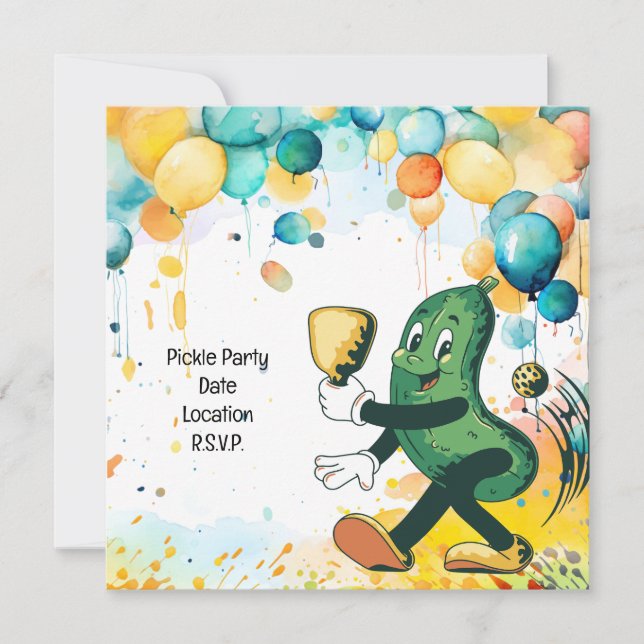 Pickleball themed Birthday Party  Save The Date (Front)