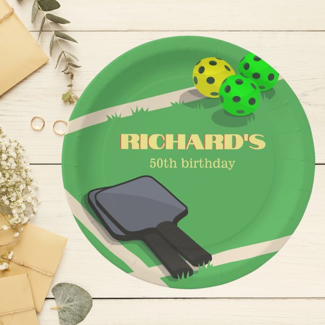 Pickleball Themed Sports Dinking Birthday Party Paper Plate (Creator Uploaded)
