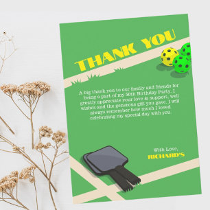 Pickleball Themed Sports Dinking Birthday Party Thank You Card